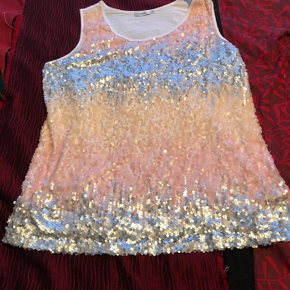 Rickis xxl sequinned top, round neck, sleeveless, plain back, like new - Picture 1 of 7